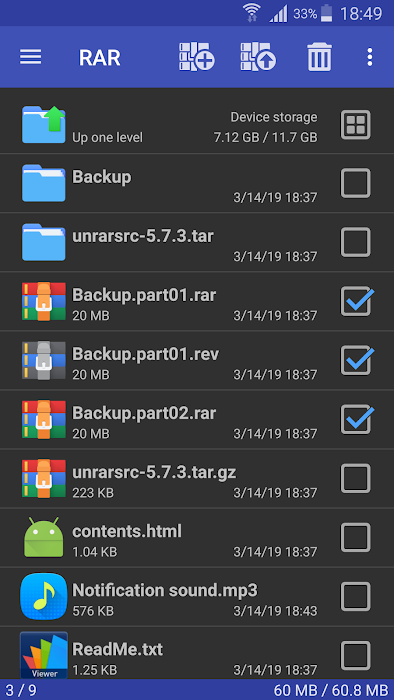 RAR screenshot