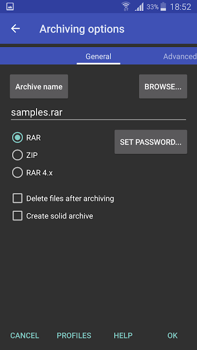 RAR screenshot